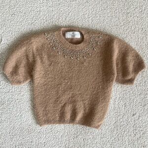 H&M Brown Embellished neutral casual Top 5/6T